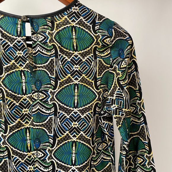 African Inspired Peacock Print Tunic Wool Blend Made In Italy, Size S - Picture 7 of 11